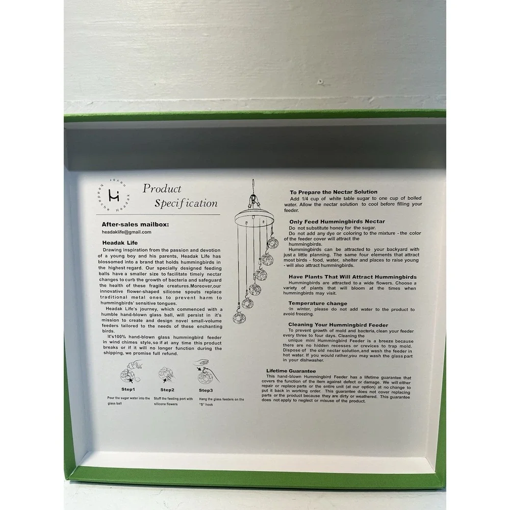 Headaklife Charming Wind Chime Humming Bird Feeder Ant and Bee Proof
